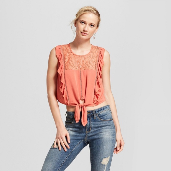 CLOSET CLOSING | Sleeveless Tie Front Ruffle Top - Picture 1 of 1